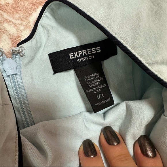 Y2K Baby Blue High Neck Fitted Dress - Picture 5 of 11